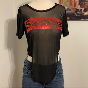 FASHION NOVA Black Sheer Crop Top ~ Medium